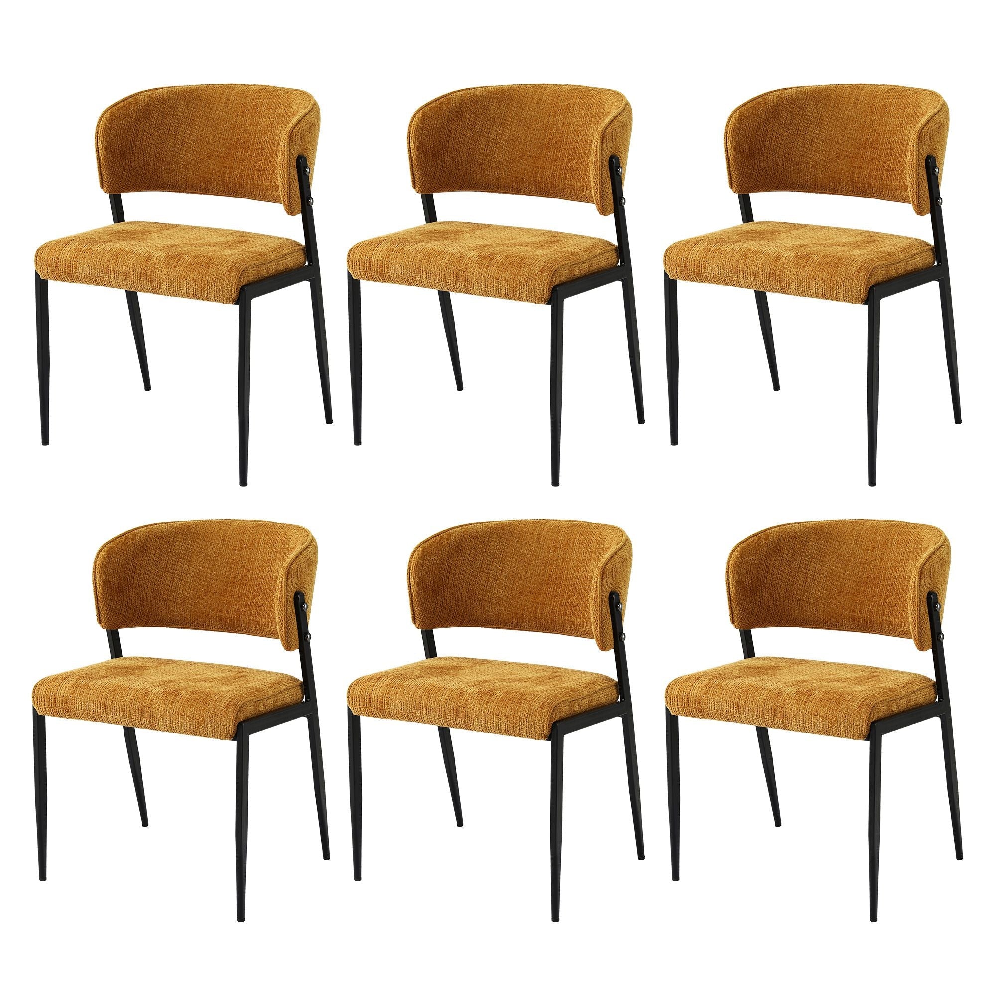 Set of 6 Linen Fabric Upholstered Dining Chairs - Mustard - Furniture > Dining > Kitchen & Dining Chairs - Rivercity House & Home Co. (ABN 18 642 972 209) - Affordable Modern Furniture Australia