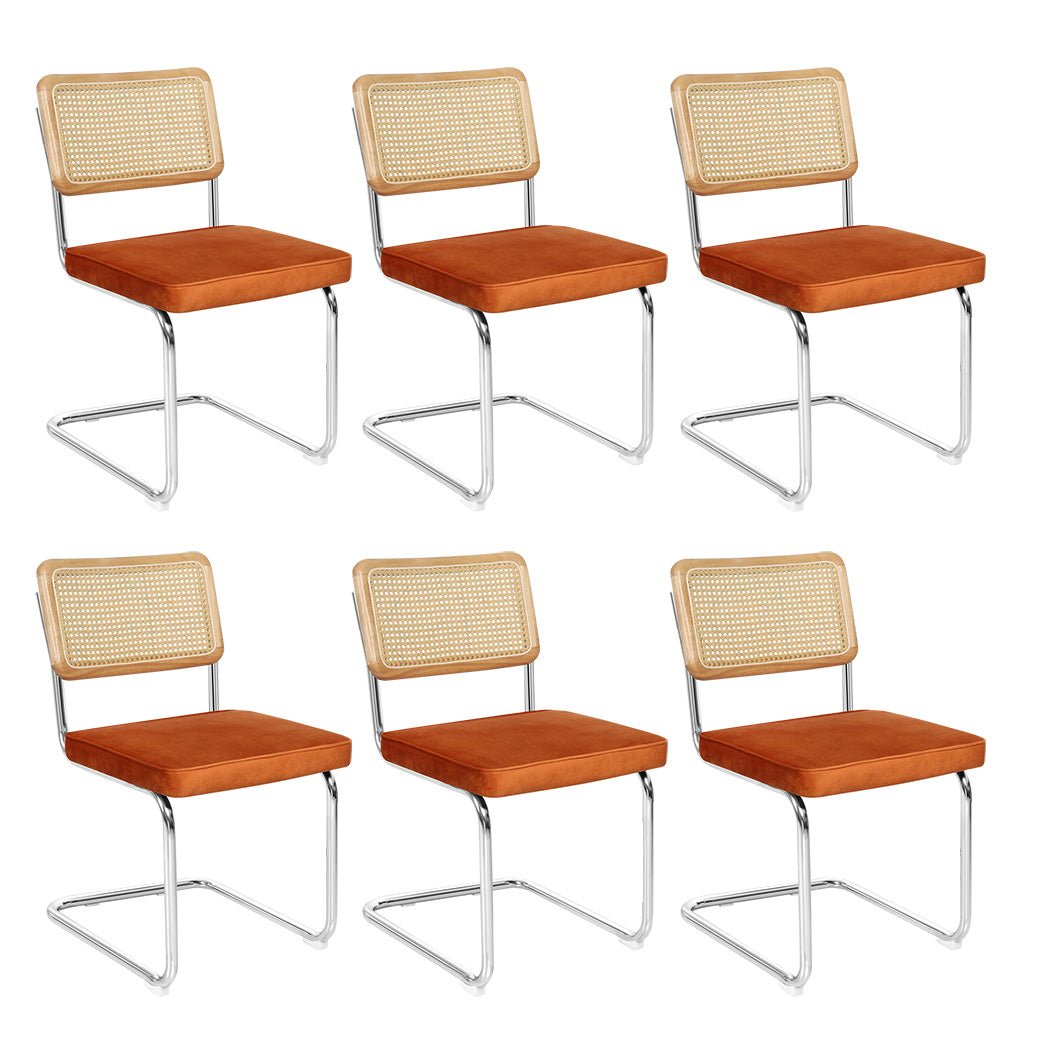 Set of 6 Rattan Dining Chairs with Rubberwood Frame - Natural Green - Rivercity House & Home Co. (ABN 18 642 972 209) - Affordable Modern Furniture Australia