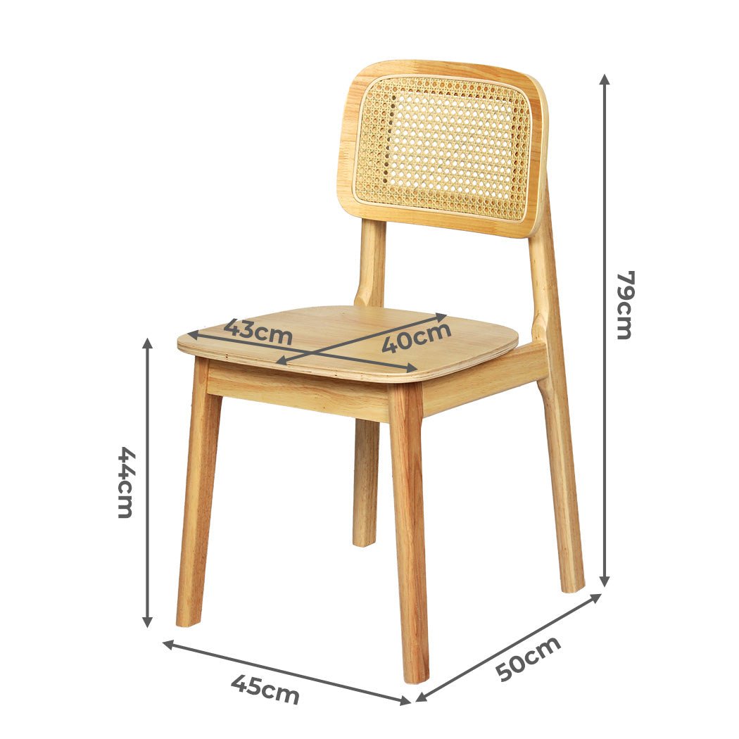 Set of 6 Rattan Dining Chairs with Solid Wood Frame - Natural - Rivercity House & Home Co. (ABN 18 642 972 209) - Affordable Modern Furniture Australia