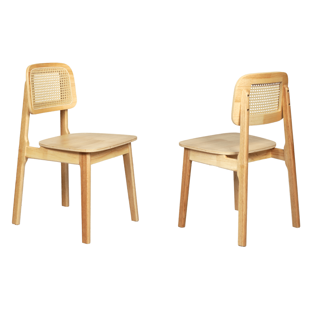 Set of 6 Rattan Dining Chairs with Solid Wood Frame - Natural - Rivercity House & Home Co. (ABN 18 642 972 209) - Affordable Modern Furniture Australia
