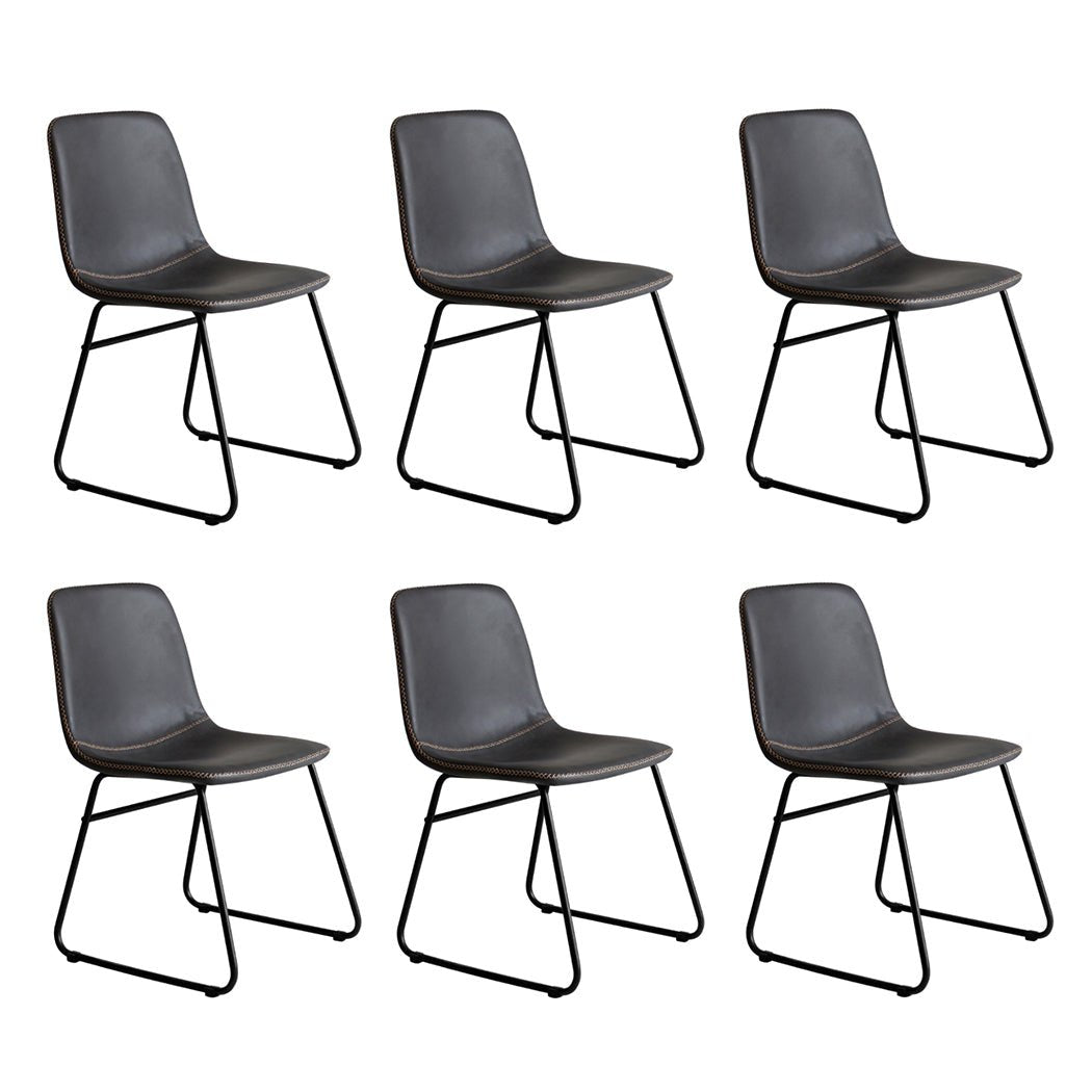 Set of 6 Retro Dining Chairs with Sleigh Legs for Kitchen Table - Black - Rivercity House & Home Co. (ABN 18 642 972 209) - Affordable Modern Furniture Australia