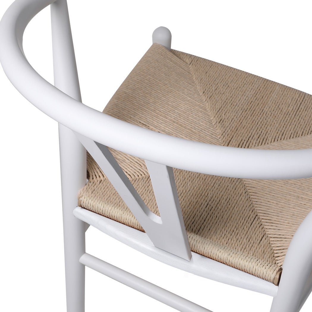 Set of 6 Solid Wood Dining Chairs with Rattan Seat - White - Rivercity House & Home Co. (ABN 18 642 972 209) - Affordable Modern Furniture Australia