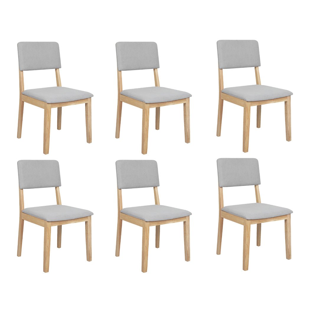 Set of 6 Upholstered Dining Chairs with Open Back - Natural Grey - Rivercity House & Home Co. (ABN 18 642 972 209) - Affordable Modern Furniture Australia