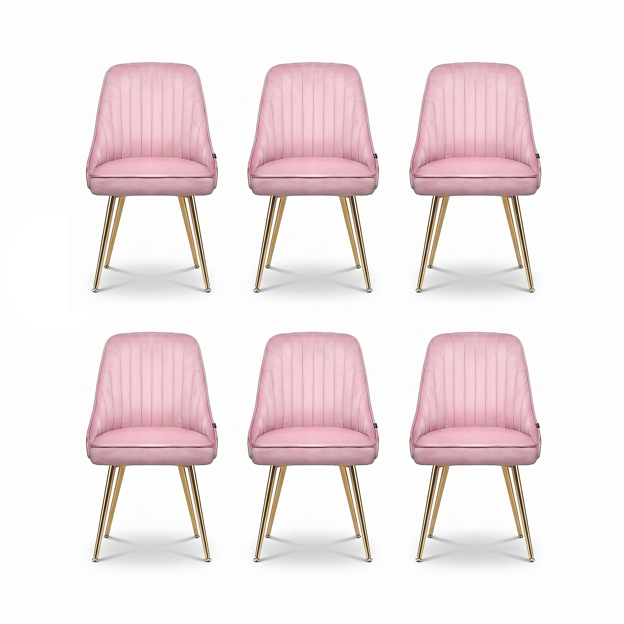 Set of 6 Velvet Channel Tufted Dining Chairs - Pink - Furniture > Dining > Kitchen & Dining Chairs - Rivercity House & Home Co. (ABN 18 642 972 209) - Affordable Modern Furniture Australia