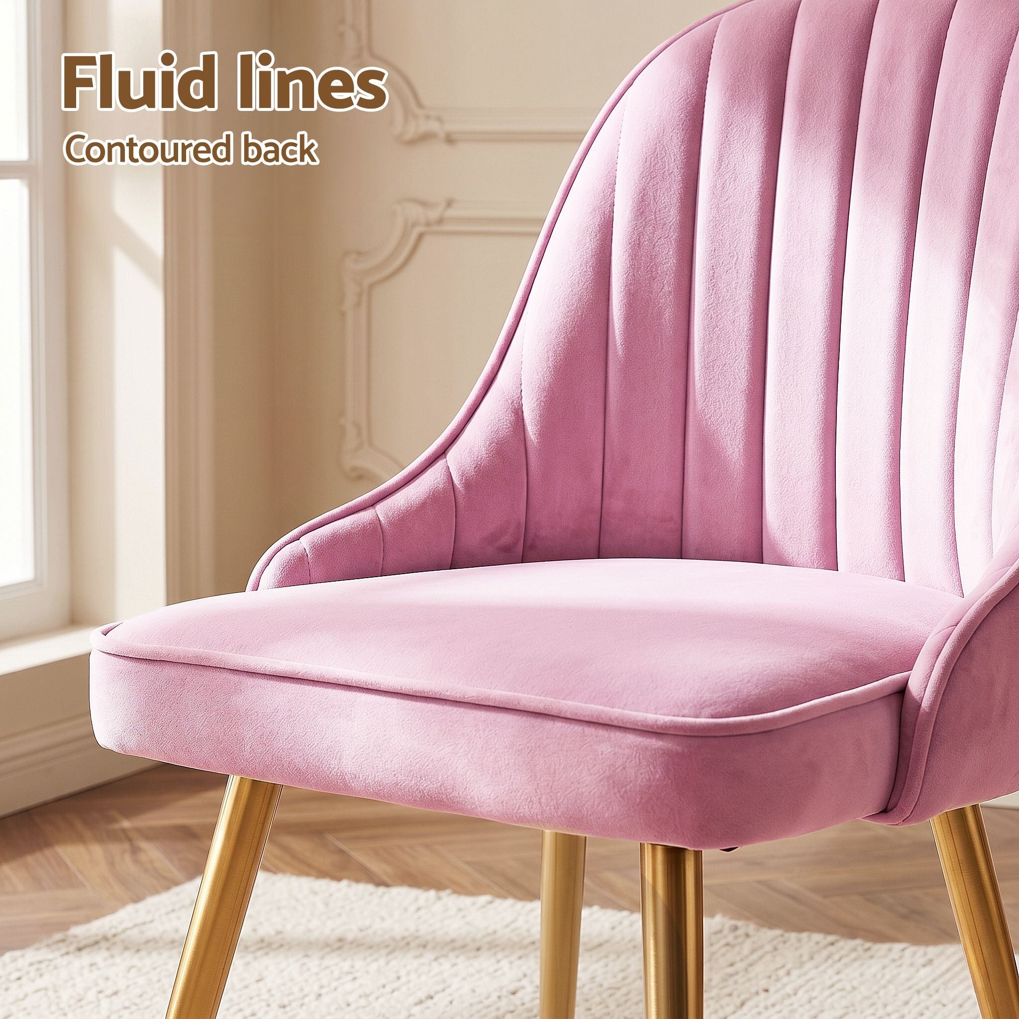 Set of 6 Velvet Channel Tufted Dining Chairs - Pink - Furniture > Dining > Kitchen & Dining Chairs - Rivercity House & Home Co. (ABN 18 642 972 209) - Affordable Modern Furniture Australia