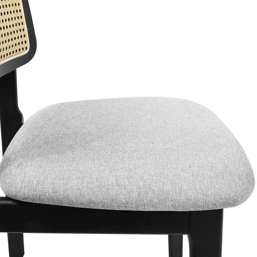 Set of 6 Wood Rattan Armless Dining Chairs - Black - Rivercity House & Home Co. (ABN 18 642 972 209) - Affordable Modern Furniture Australia