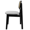 Set of 6 Wood Rattan Armless Dining Chairs - Black
