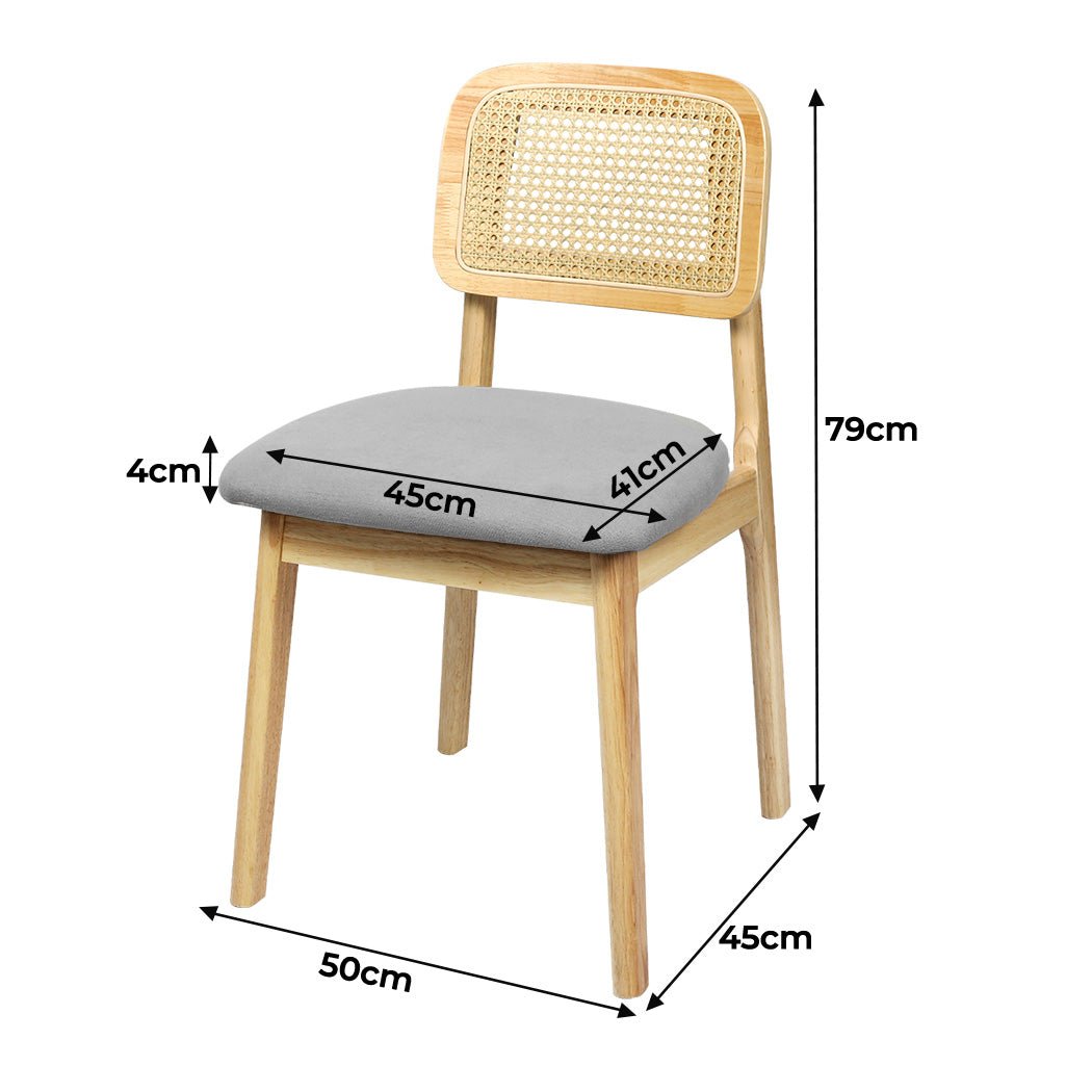 Set of 8 Armless Wood Rattan Dining Chairs - Natural - Rivercity House & Home Co. (ABN 18 642 972 209) - Affordable Modern Furniture Australia