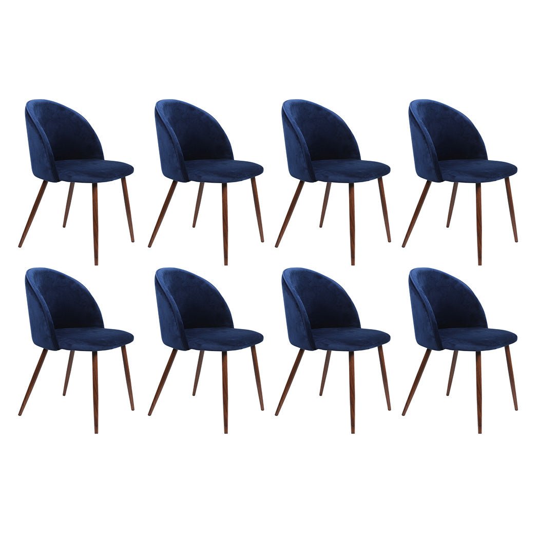 Set of 8 French Provincial Dining Chairs with Velvet Seat - Navy - Rivercity House & Home Co. (ABN 18 642 972 209) - Affordable Modern Furniture Australia