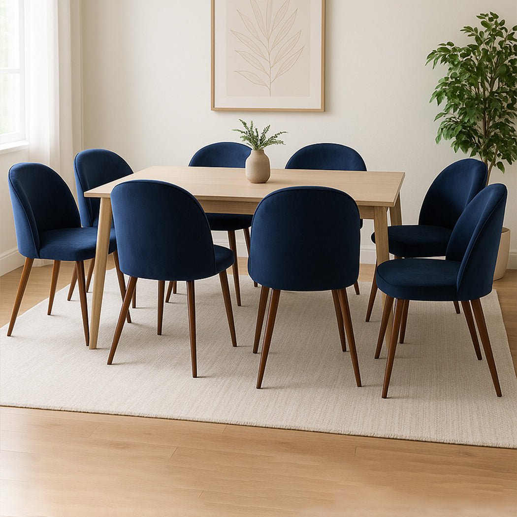 Set of 8 French Provincial Dining Chairs with Velvet Seat - Navy - Rivercity House & Home Co. (ABN 18 642 972 209) - Affordable Modern Furniture Australia