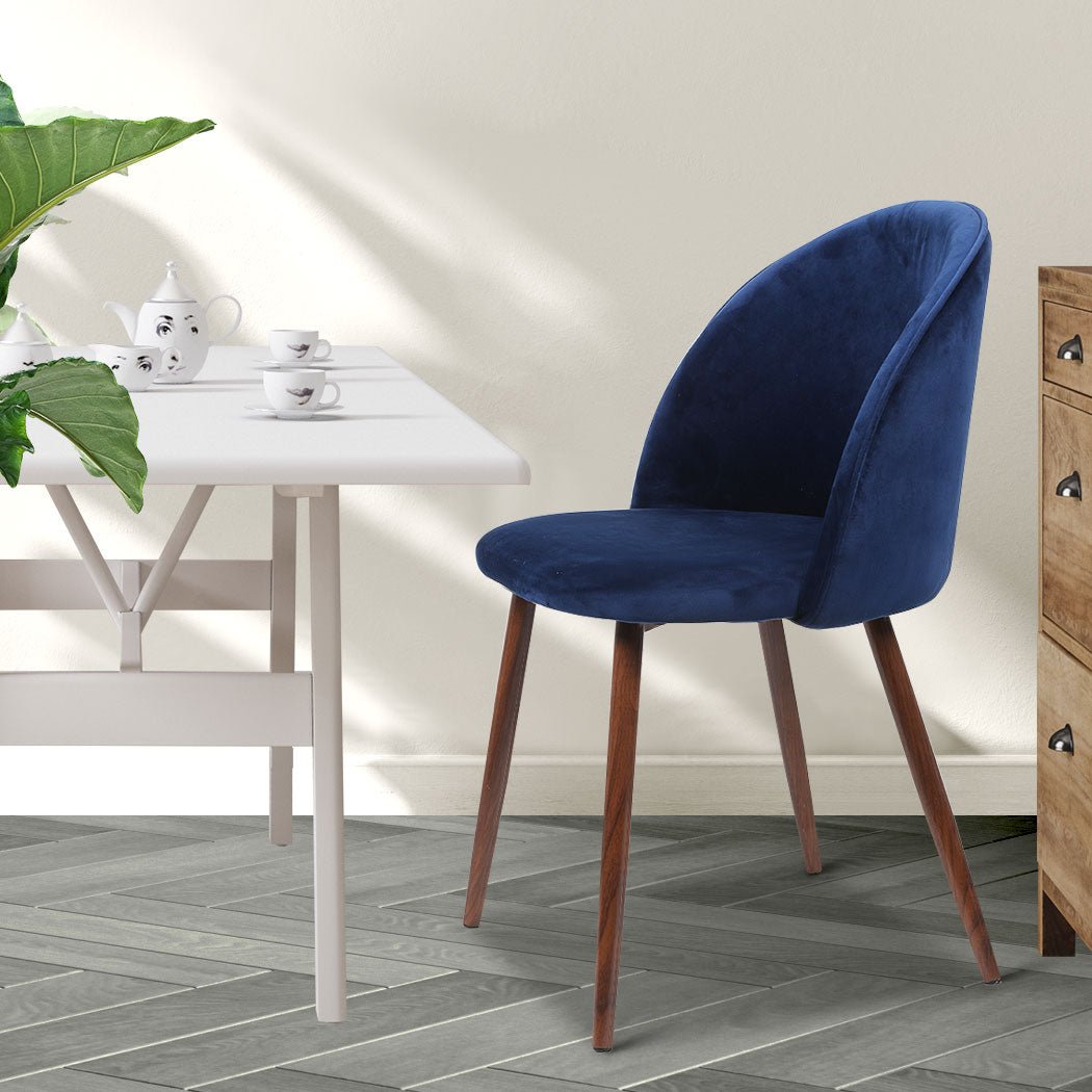 Set of 8 French Provincial Dining Chairs with Velvet Seat - Navy - Rivercity House & Home Co. (ABN 18 642 972 209) - Affordable Modern Furniture Australia