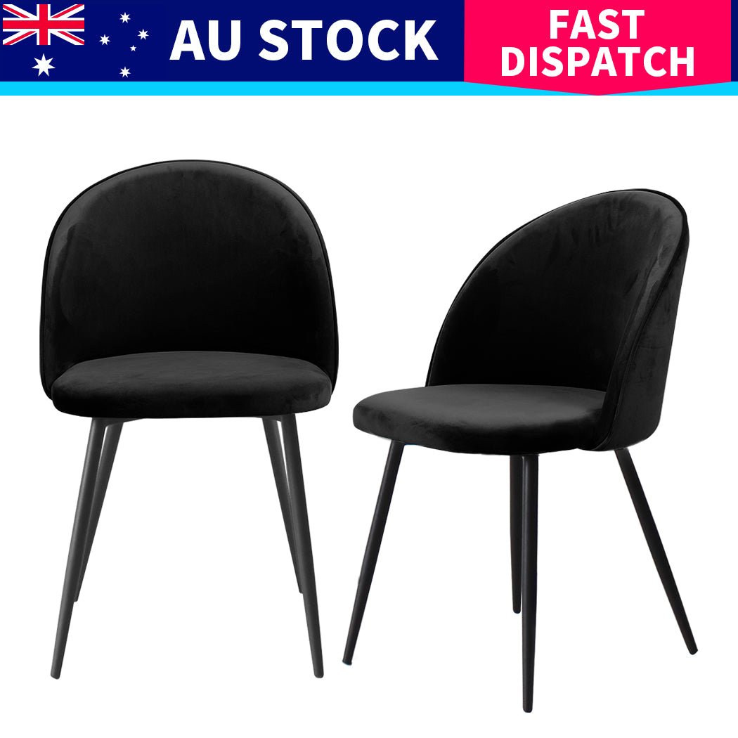 Set of 8 French Provincial Dining Chairs with Velvet Upholstery - Black - Rivercity House & Home Co. (ABN 18 642 972 209) - Affordable Modern Furniture Australia