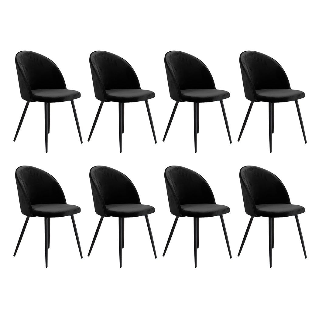Set of 8 French Provincial Dining Chairs with Velvet Upholstery - Black - Rivercity House & Home Co. (ABN 18 642 972 209) - Affordable Modern Furniture Australia