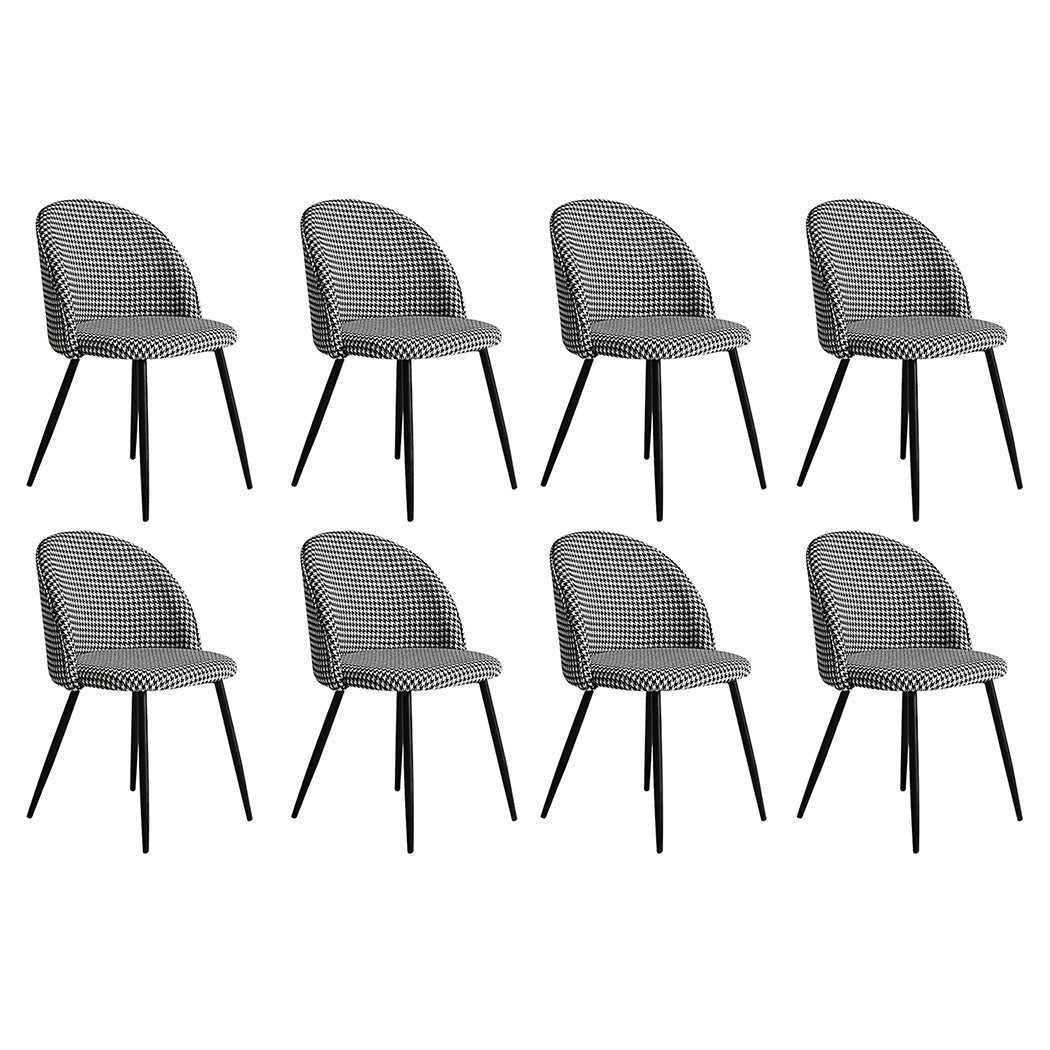 Set of 8 French Provincial Dining Chairs with Velvet Upholstery - Black & White - Rivercity House & Home Co. (ABN 18 642 972 209) - Affordable Modern Furniture Australia