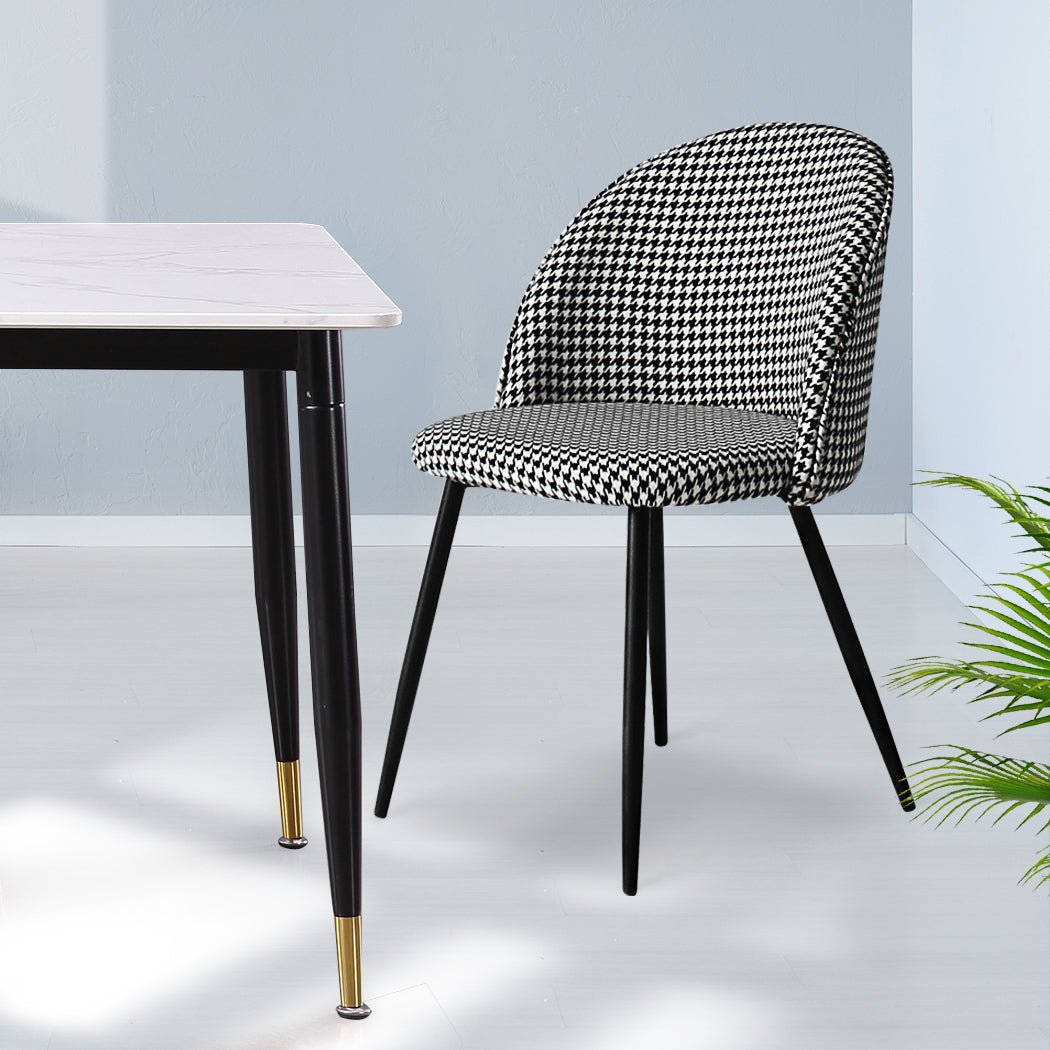 Set of 8 French Provincial Dining Chairs with Velvet Upholstery - Black & White - Rivercity House & Home Co. (ABN 18 642 972 209) - Affordable Modern Furniture Australia