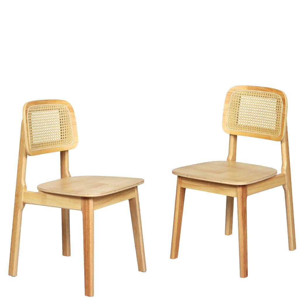 Set of 8 Rattan Dining Chairs with Solid Wood Frame - Natural - Rivercity House & Home Co. (ABN 18 642 972 209) - Affordable Modern Furniture Australia