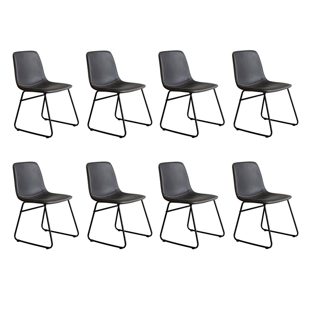 Set of 8 Retro Dining Chairs with Sleigh Legs for Kitchen Table - Black - Rivercity House & Home Co. (ABN 18 642 972 209) - Affordable Modern Furniture Australia