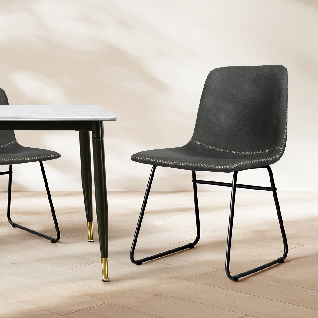 Set of 8 Retro Dining Chairs with Sleigh Legs for Kitchen Table - Black - Rivercity House & Home Co. (ABN 18 642 972 209) - Affordable Modern Furniture Australia