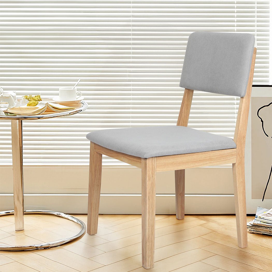 Set of 8 Upholstered Dining Chairs with Open Back - Natural & Grey - Rivercity House & Home Co. (ABN 18 642 972 209) - Affordable Modern Furniture Australia