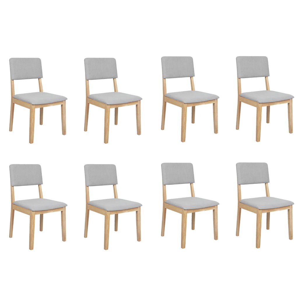 Set of 8 Upholstered Dining Chairs with Open Back - Natural & Grey - Rivercity House & Home Co. (ABN 18 642 972 209) - Affordable Modern Furniture Australia