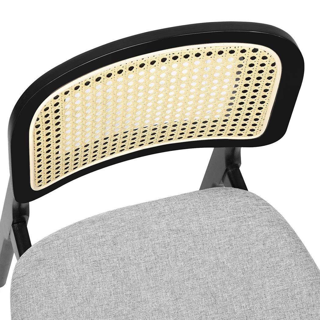 Set of 8 Wood Rattan Armless Dining Chairs - Black - Rivercity House & Home Co. (ABN 18 642 972 209) - Affordable Modern Furniture Australia