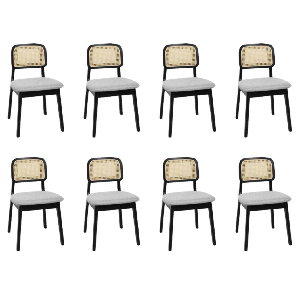 Set of 8 Wood Rattan Armless Dining Chairs - Black - Rivercity House & Home Co. (ABN 18 642 972 209) - Affordable Modern Furniture Australia