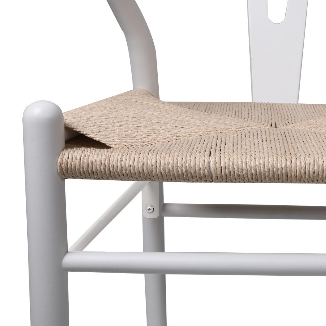 Set of 8 Wooden Dining Chairs with Rattan Seat - White - Rivercity House & Home Co. (ABN 18 642 972 209) - Affordable Modern Furniture Australia