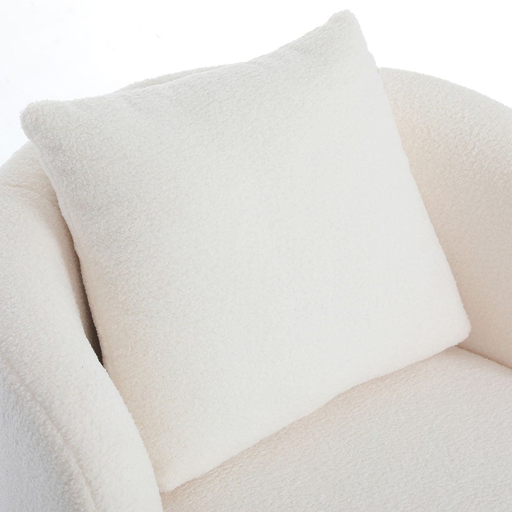 Sherpa Fleece Swivel Chair with Cushion - Beige - Rivercity House & Home Co. (ABN 18 642 972 209) - Affordable Modern Furniture Australia