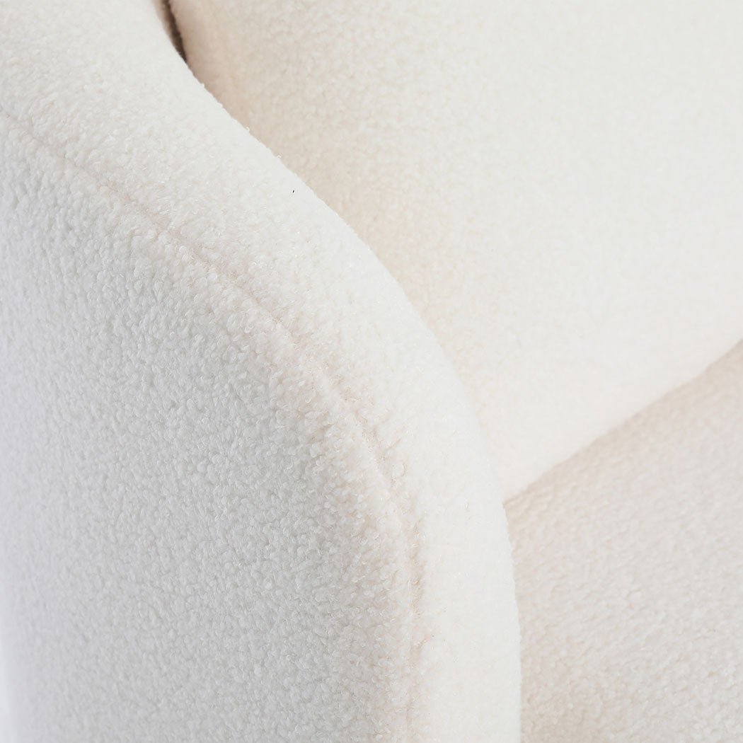 Sherpa Fleece Swivel Chair with Cushion - Beige - Rivercity House & Home Co. (ABN 18 642 972 209) - Affordable Modern Furniture Australia