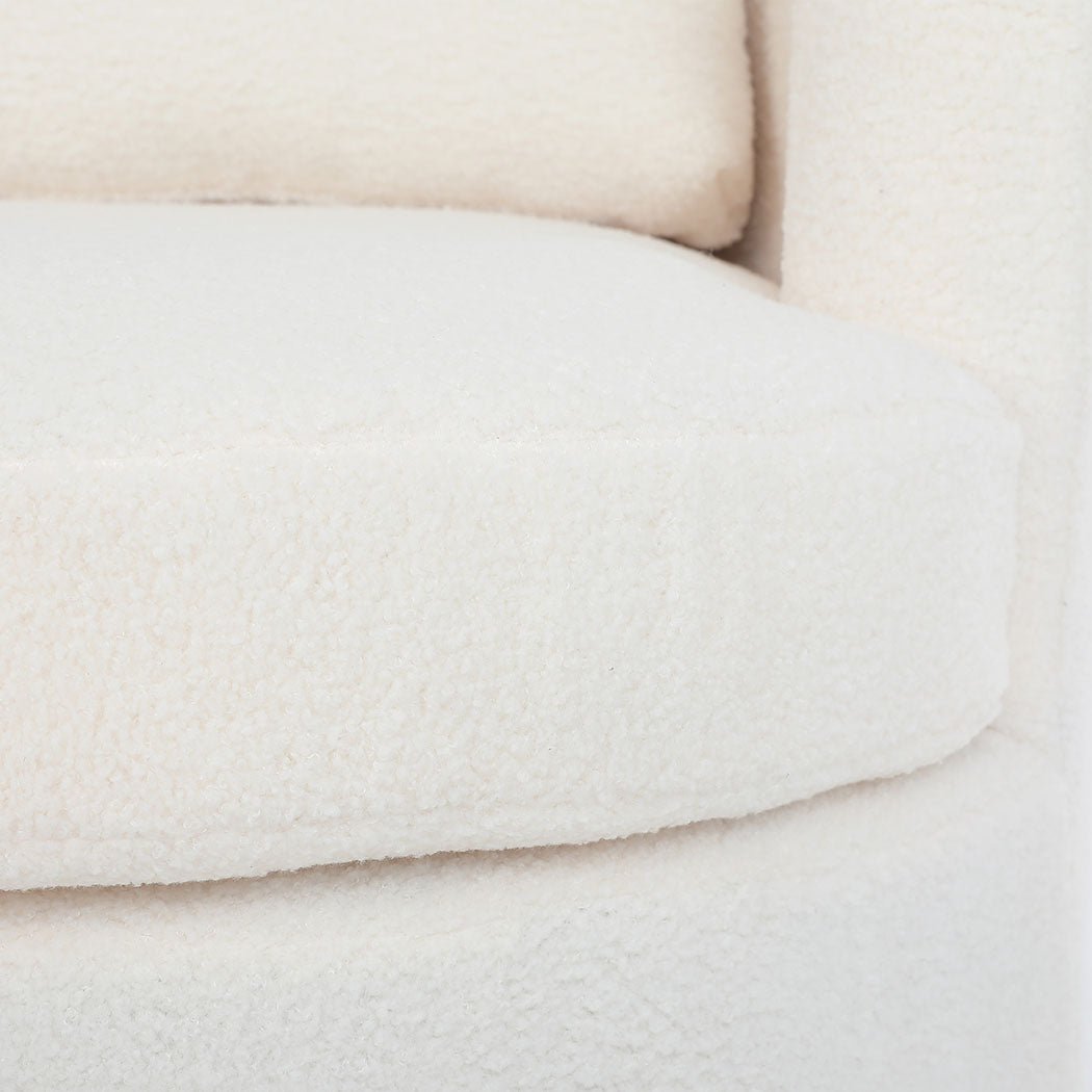 Sherpa Fleece Swivel Chair with Cushion - Beige - Rivercity House & Home Co. (ABN 18 642 972 209) - Affordable Modern Furniture Australia