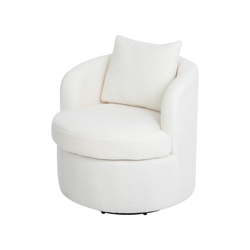 Sherpa Fleece Swivel Chair with Cushion - Beige - Rivercity House & Home Co. (ABN 18 642 972 209) - Affordable Modern Furniture Australia