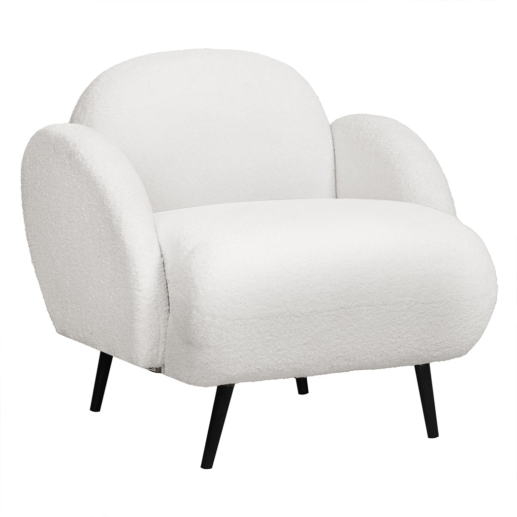 Sherpa Fleece Upholstered Single Sofa Chair - White - Rivercity House & Home Co. (ABN 18 642 972 209) - Affordable Modern Furniture Australia