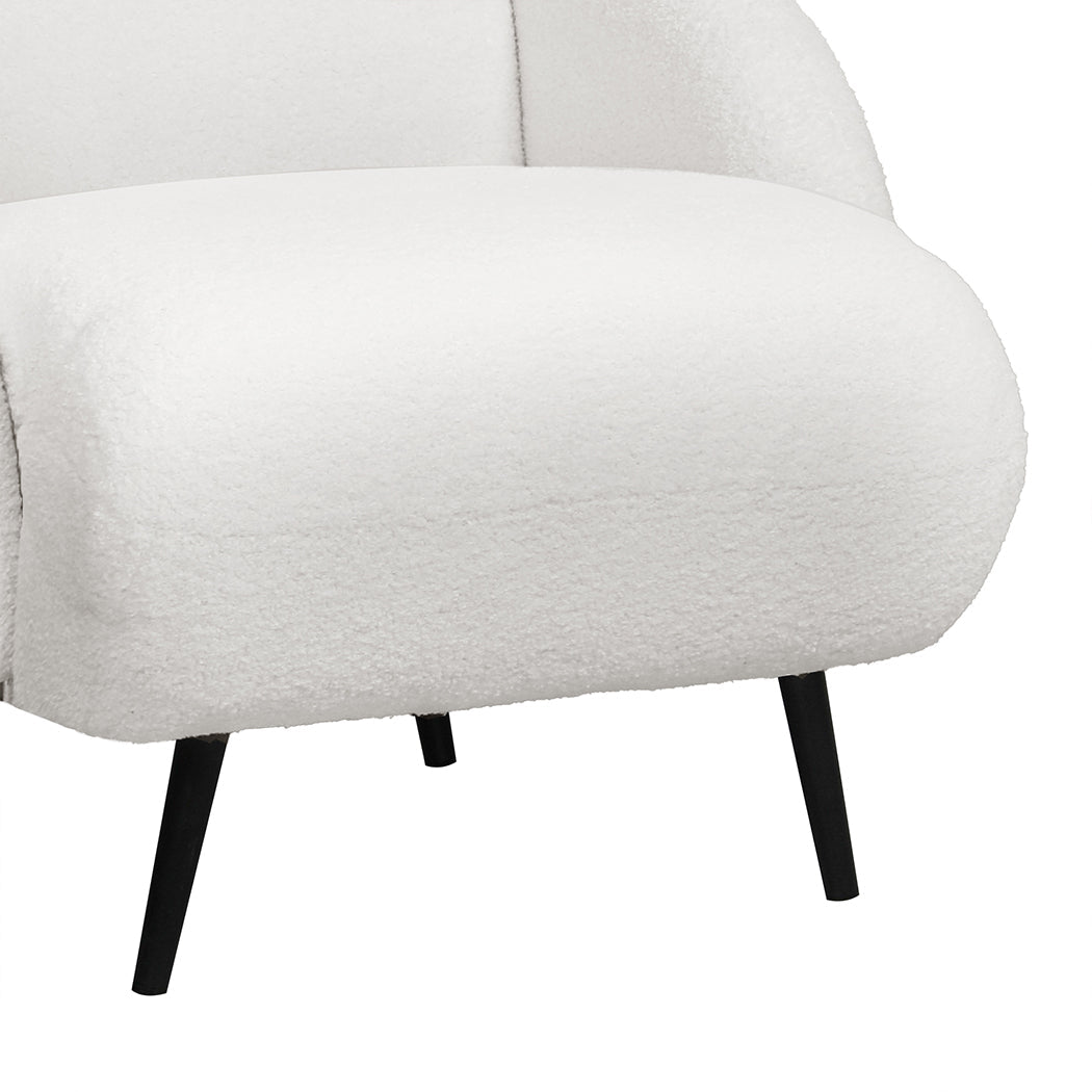 Sherpa Fleece Upholstered Single Sofa Chair - White - Rivercity House & Home Co. (ABN 18 642 972 209) - Affordable Modern Furniture Australia
