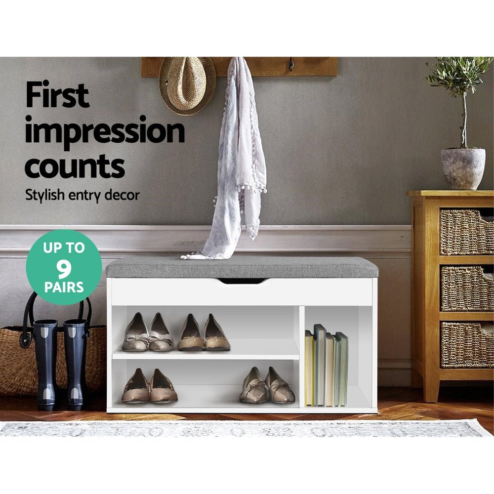 Shoe Cabinet Bench Organiser White - Rivercity House & Home Co. (ABN 18 642 972 209) - Affordable Modern Furniture Australia