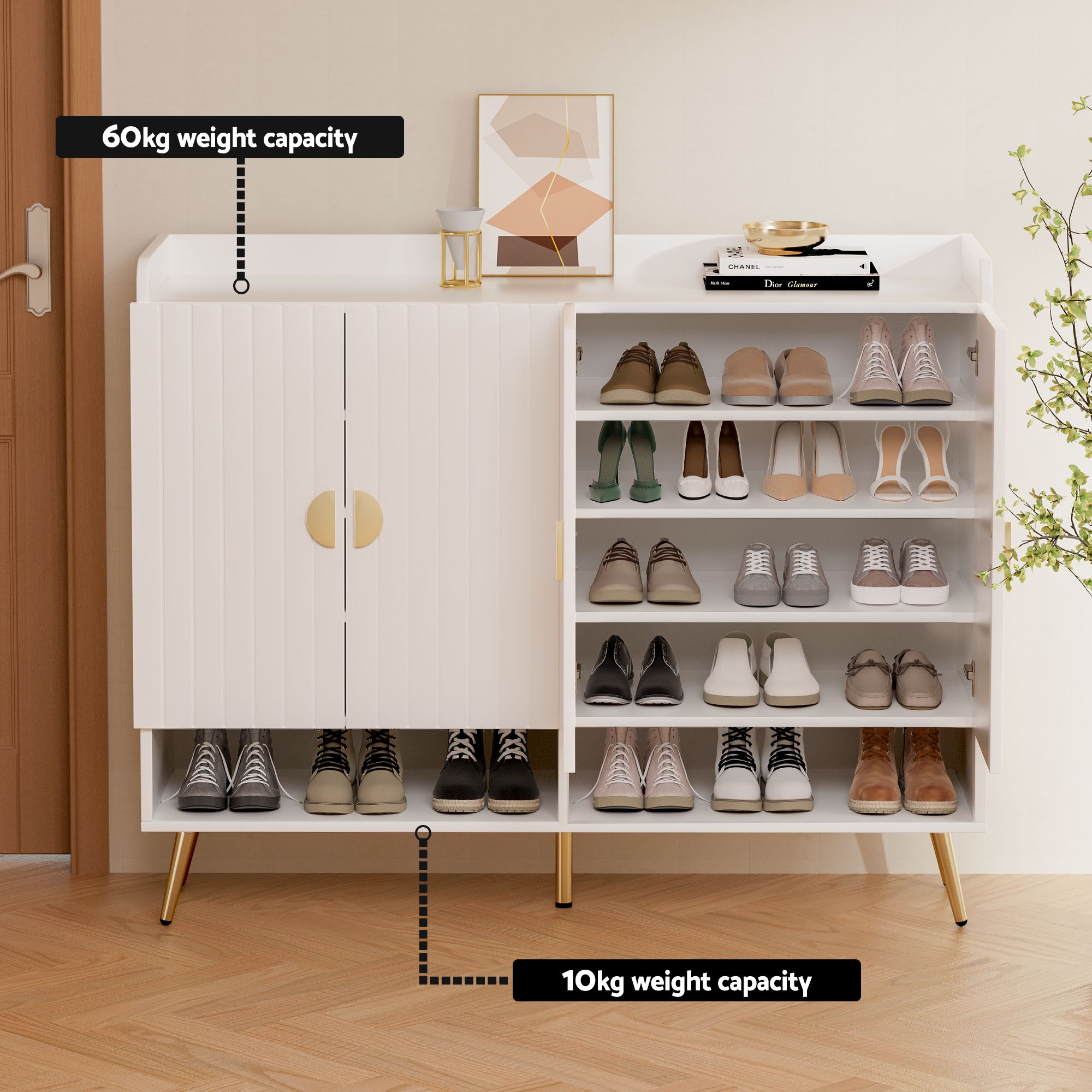 Shoe Cabinet Bench Set Adjustable Shelf Hallway Living Room White - Furniture > Living Room > Shoe Storage - Rivercity House & Home Co. (ABN 18 642 972 209) - Affordable Modern Furniture Australia