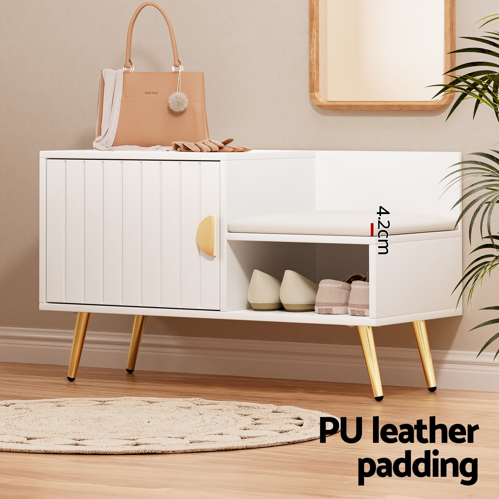 Shoe Cabinet Bench Set Adjustable Shelf Hallway Living Room White - Furniture > Living Room > Shoe Storage - Rivercity House & Home Co. (ABN 18 642 972 209) - Affordable Modern Furniture Australia