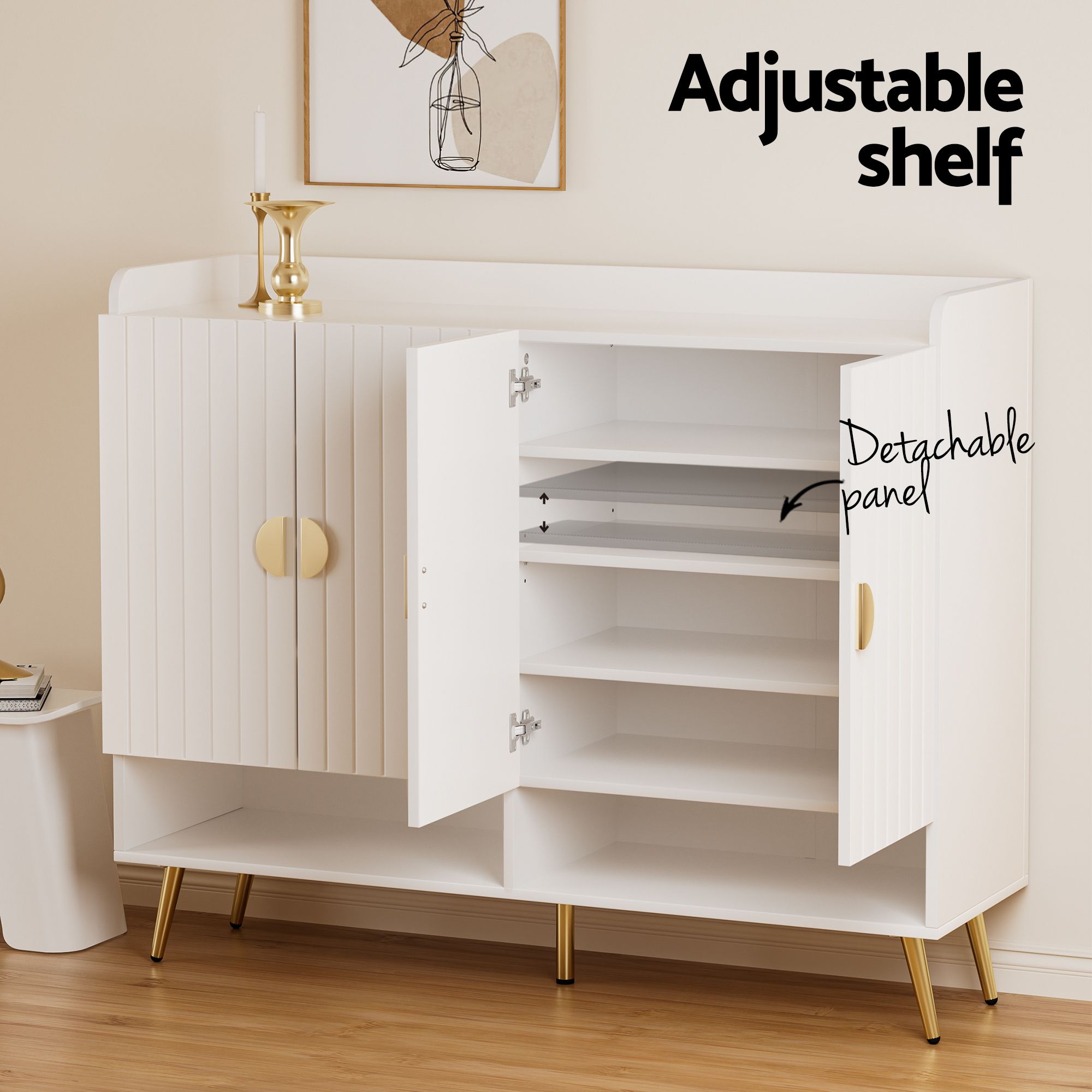 Shoe Cabinet Bench Set Adjustable Shelf Hallway Living Room White - Furniture > Living Room > Shoe Storage - Rivercity House & Home Co. (ABN 18 642 972 209) - Affordable Modern Furniture Australia