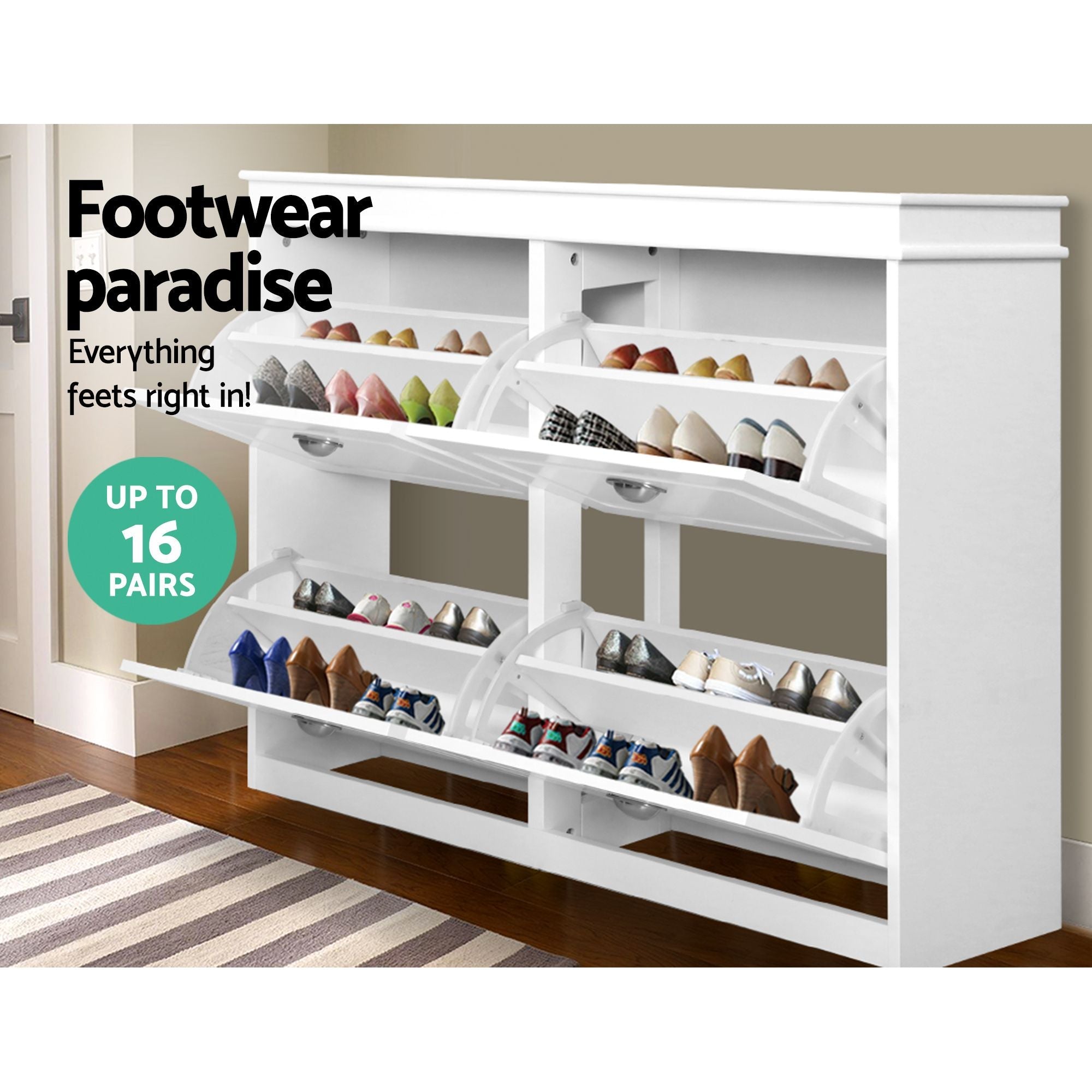 Shoe Cabinet Bench Set Flip Drawer Hallway Living Room White - Furniture > Living Room > Shoe Storage - Rivercity House & Home Co. (ABN 18 642 972 209) - Affordable Modern Furniture Australia