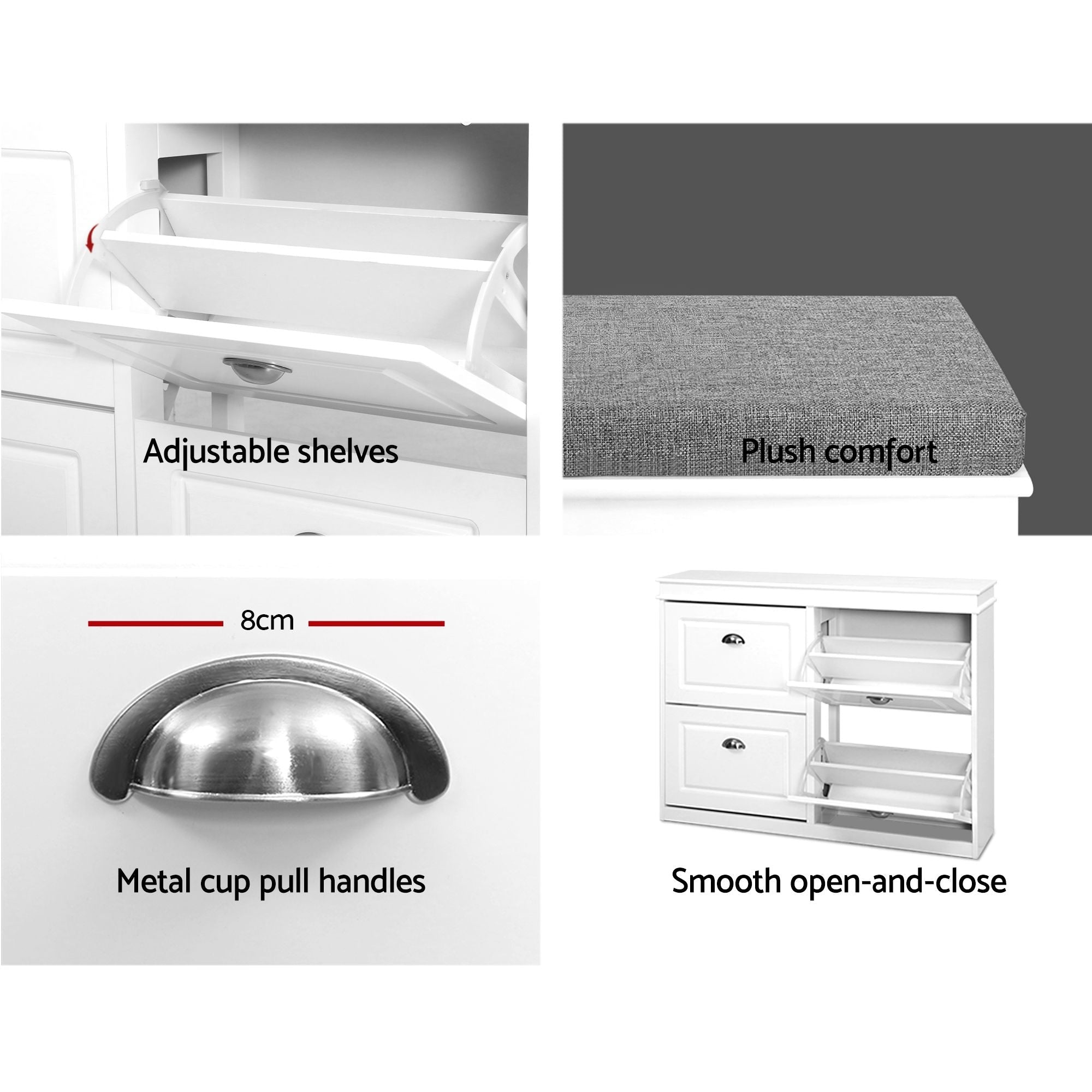 Shoe Cabinet Bench Set Flip Drawer Hallway Living Room White - Furniture > Living Room > Shoe Storage - Rivercity House & Home Co. (ABN 18 642 972 209) - Affordable Modern Furniture Australia