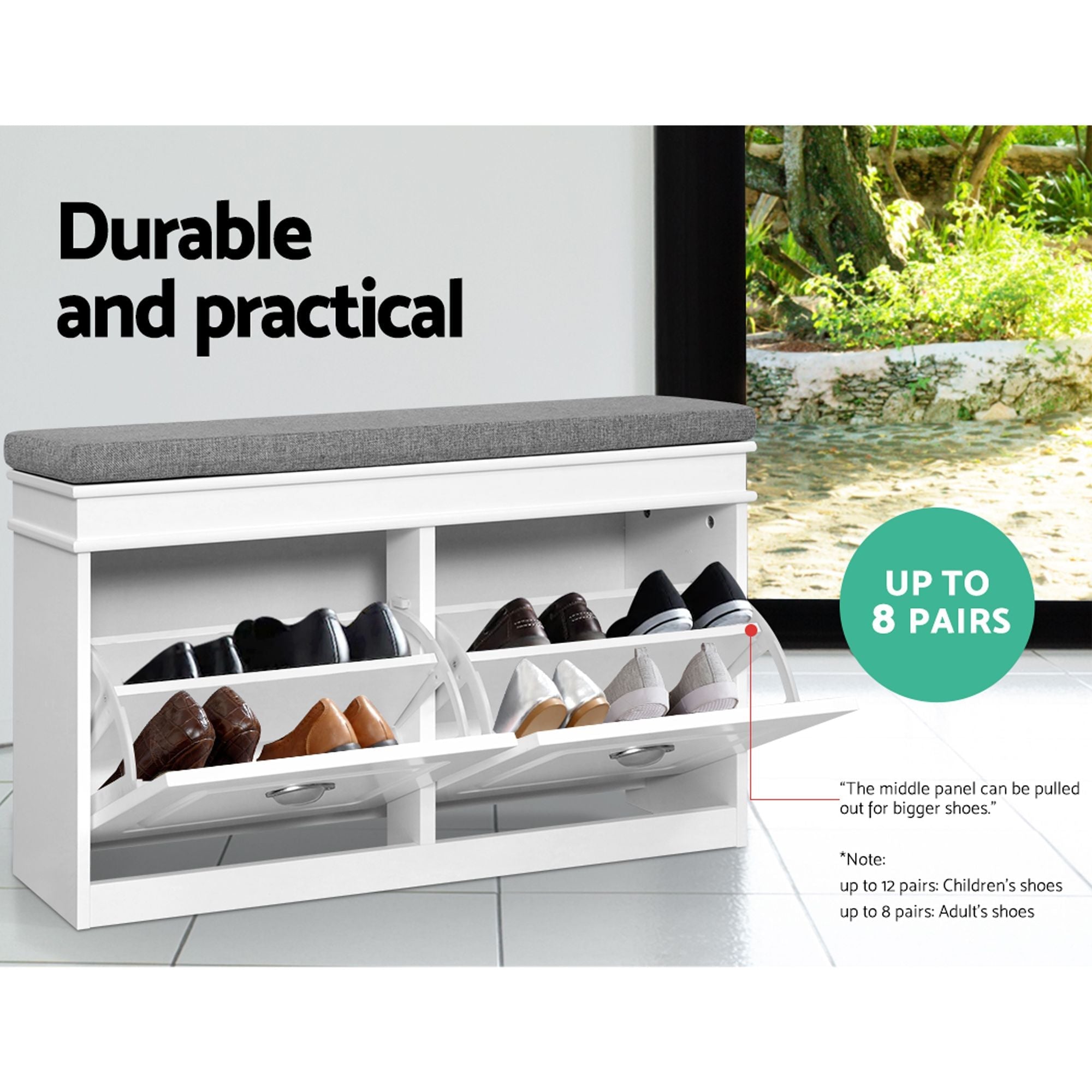 Shoe Cabinet Bench Set Flip Drawer Hallway Living Room White - Furniture > Living Room > Shoe Storage - Rivercity House & Home Co. (ABN 18 642 972 209) - Affordable Modern Furniture Australia