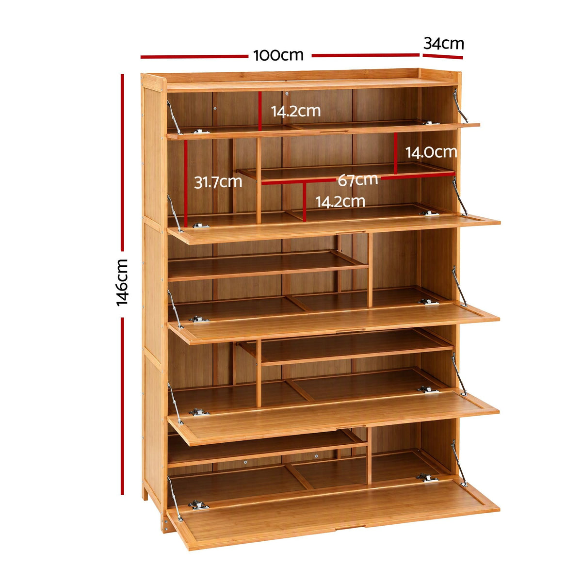 Shoe Cabinet with Multi-Height Shelves for 28 Pairs - Wood - Furniture > Living Room > Shoe Storage - Rivercity House & Home Co. (ABN 18 642 972 209) - Affordable Modern Furniture Australia