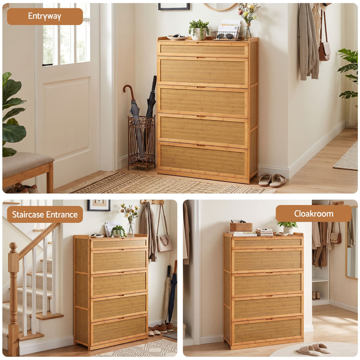 Shoe Cabinet with Multi-Height Shelves for 28 Pairs - Wood - Furniture > Living Room > Shoe Storage - Rivercity House & Home Co. (ABN 18 642 972 209) - Affordable Modern Furniture Australia