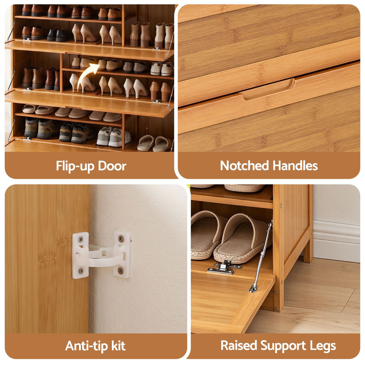 Shoe Cabinet with Multi-Height Shelves for 28 Pairs - Wood - Furniture > Living Room > Shoe Storage - Rivercity House & Home Co. (ABN 18 642 972 209) - Affordable Modern Furniture Australia