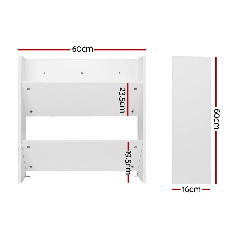 Shoe Rack 2-tier 12 Pairs Wall Mounted x2 - White - Furniture > Bedroom - Rivercity House & Home Co. (ABN 18 642 972 209) - Affordable Modern Furniture Australia