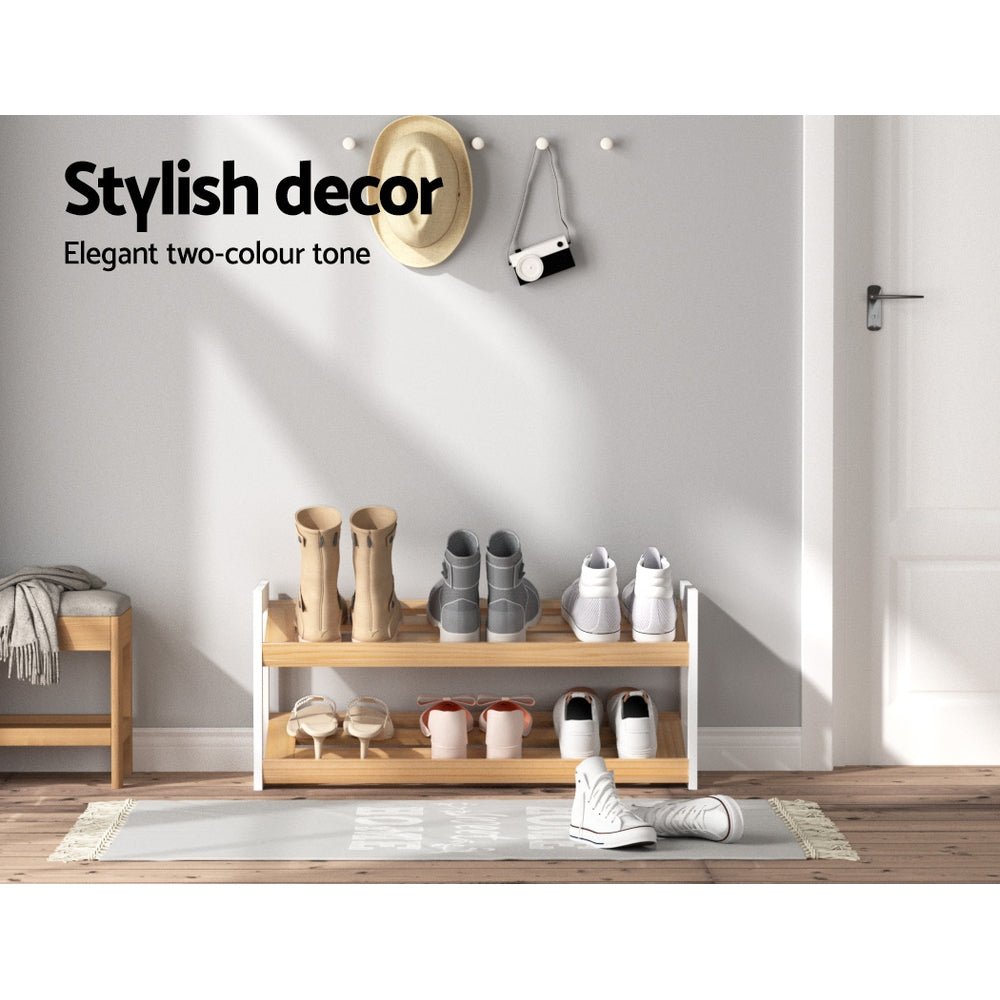 Shoe Rack 2 Tier 6 Pairs White Kara - Furniture > Living Room > Shoe Storage - Rivercity House & Home Co. (ABN 18 642 972 209) - Affordable Modern Furniture Australia