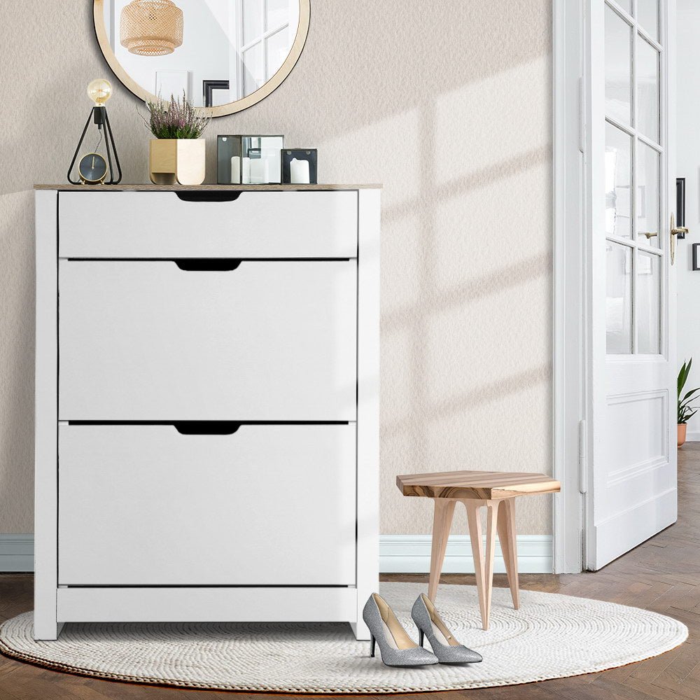 Shoe Rack Cabinet 16 Pairs White Ana - Furniture > Living Room > Shoe Storage - Rivercity House & Home Co. (ABN 18 642 972 209) - Affordable Modern Furniture Australia