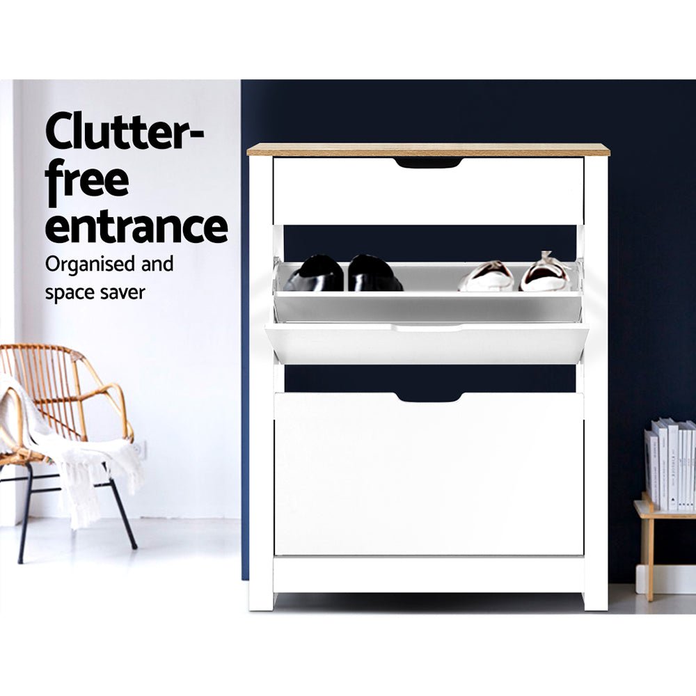 Shoe Rack Cabinet 16 Pairs White Ana - Furniture > Living Room > Shoe Storage - Rivercity House & Home Co. (ABN 18 642 972 209) - Affordable Modern Furniture Australia