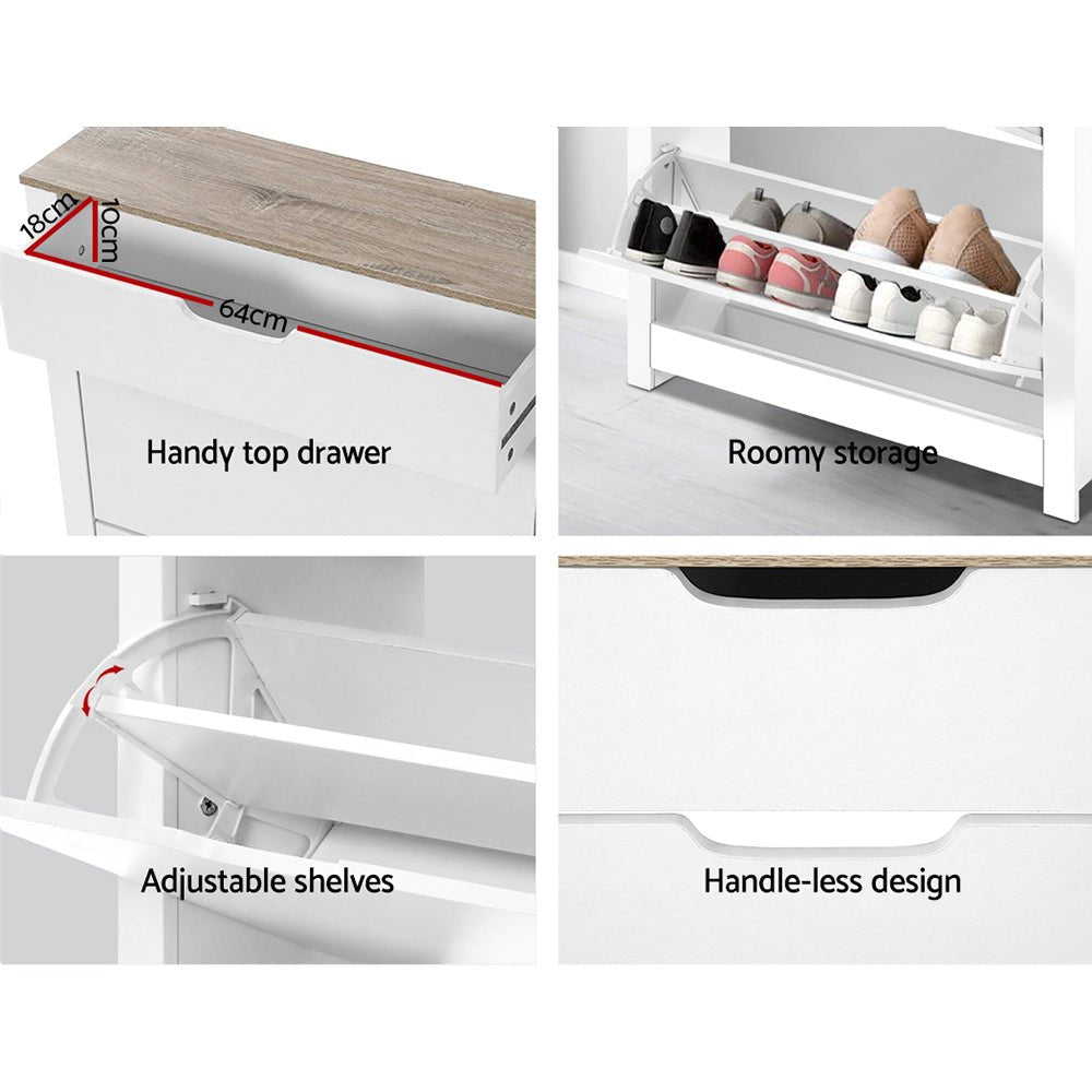Shoe Rack Cabinet 16 Pairs White Ana - Furniture > Living Room > Shoe Storage - Rivercity House & Home Co. (ABN 18 642 972 209) - Affordable Modern Furniture Australia