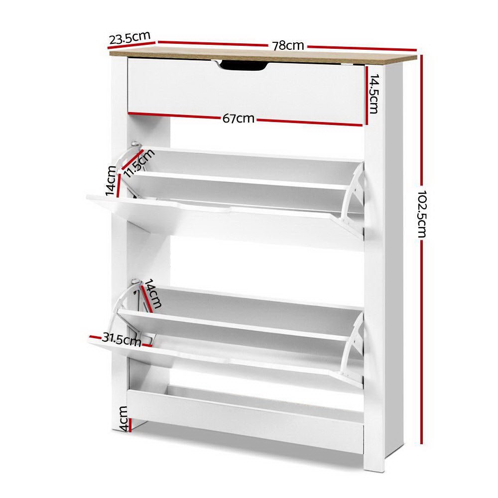 Shoe Rack Cabinet 16 Pairs White Ana - Furniture > Living Room > Shoe Storage - Rivercity House & Home Co. (ABN 18 642 972 209) - Affordable Modern Furniture Australia