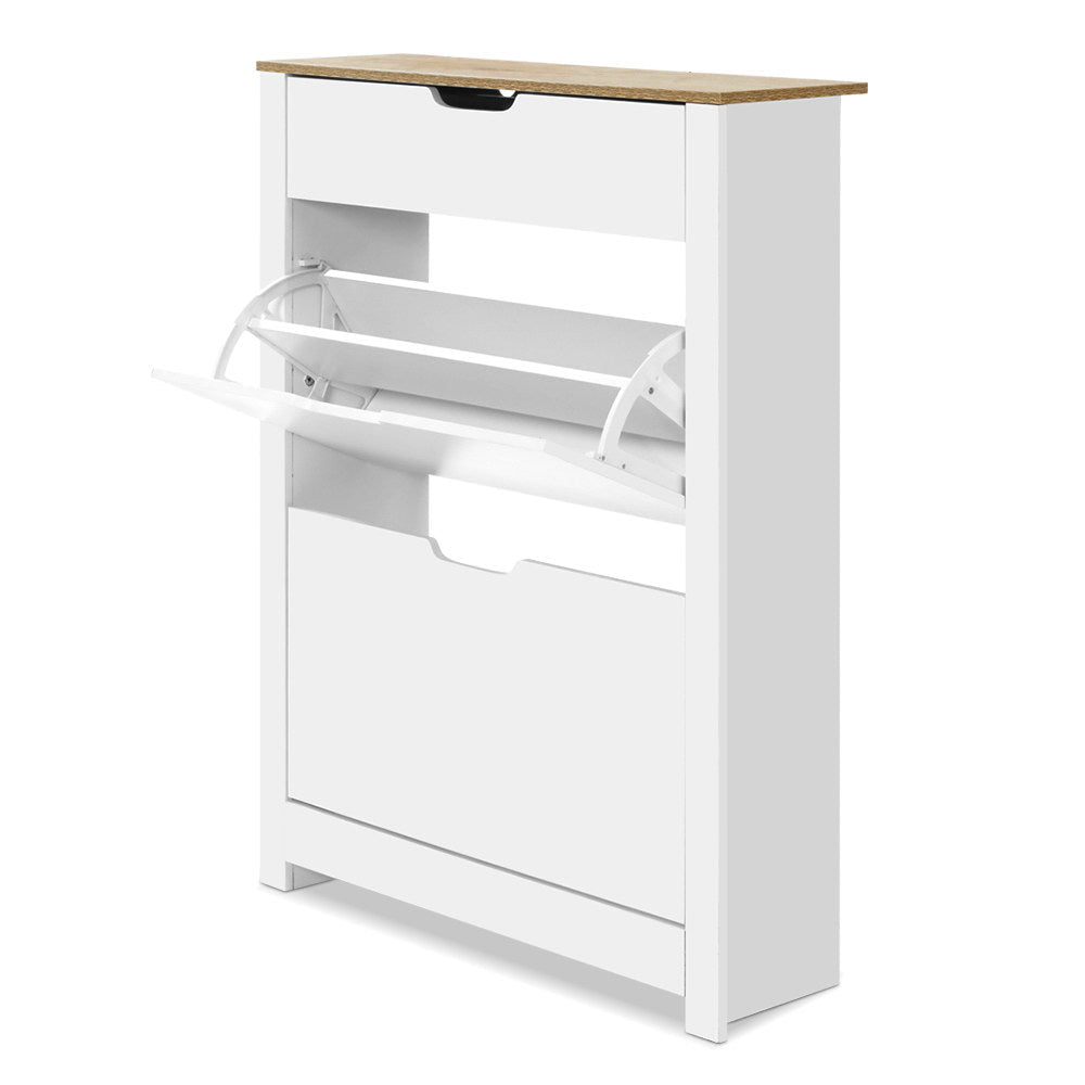 Shoe Rack Cabinet 16 Pairs White Ana - Furniture > Living Room > Shoe Storage - Rivercity House & Home Co. (ABN 18 642 972 209) - Affordable Modern Furniture Australia